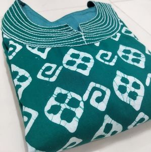 Emerald green wax batik kurta